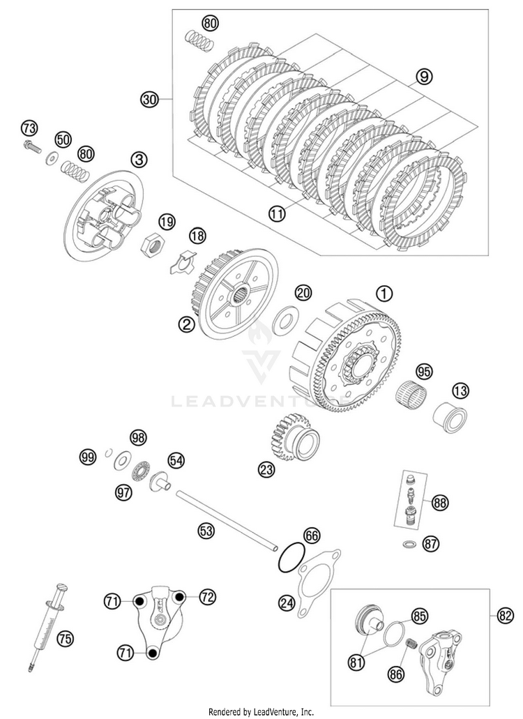 Clutch 250 SX-F Engine - 2010 Schematic