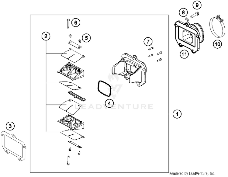 Reed Valve Case 150 XC Engine - 2014 Schematic