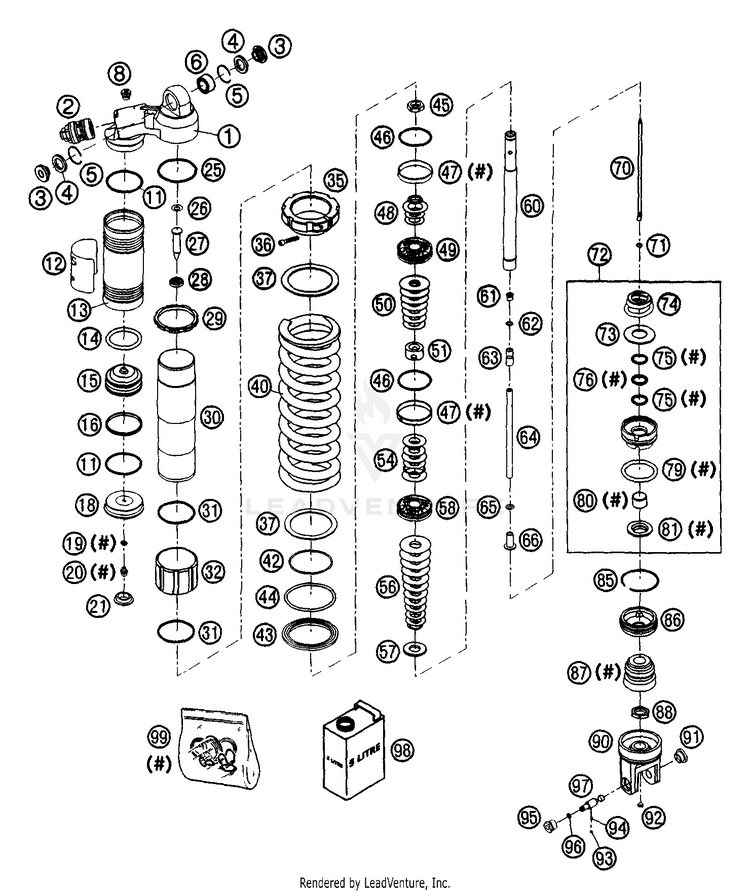 Shock Absorber Wp Disassembled 200 EXC Chassis - 2003 Schematic