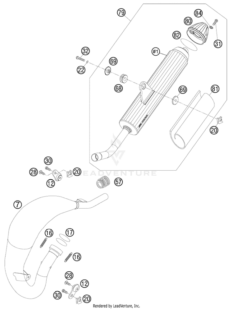 Exhaust System 85 XC Chassis - 2009 Schematic