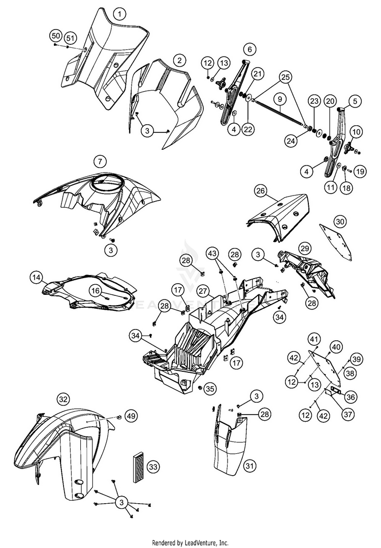 Mask, Fenders 1290 SUPER ADVENTURE S ORANGE CHASSIS - 2020 Schematic