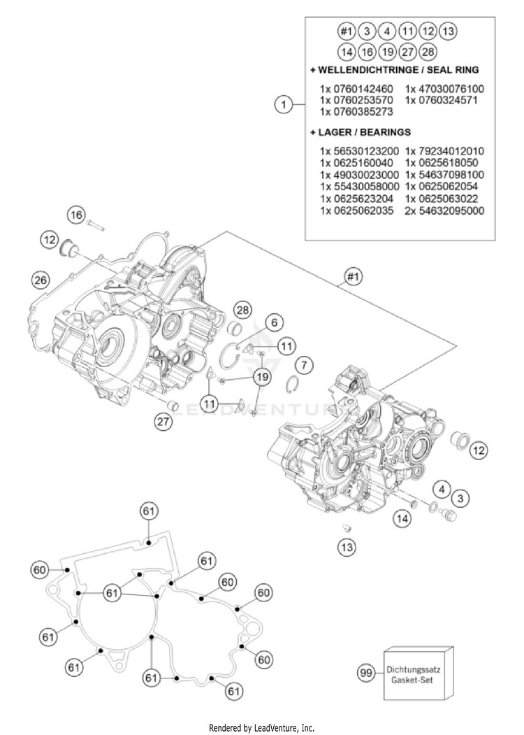Engine Case 250 XC TPI Engine - 2022 Schematic