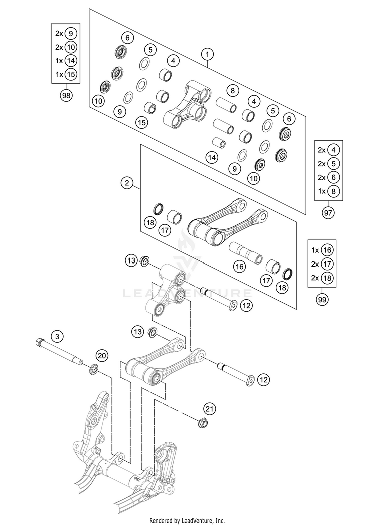 Pro Lever Linking 450 XC-F Chassis - 2021 Schematic