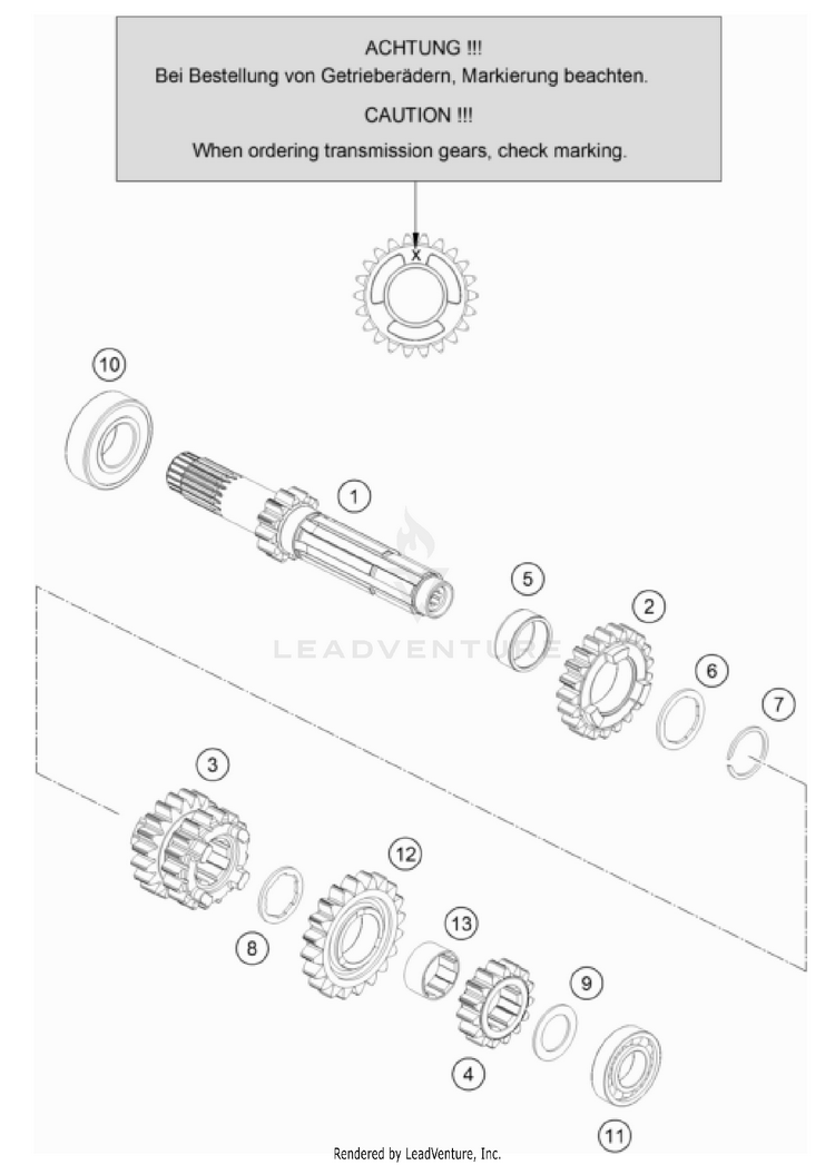 Transmission I - Main Shaft 150 / EXC / XC-W Engine - 2022 Schematic