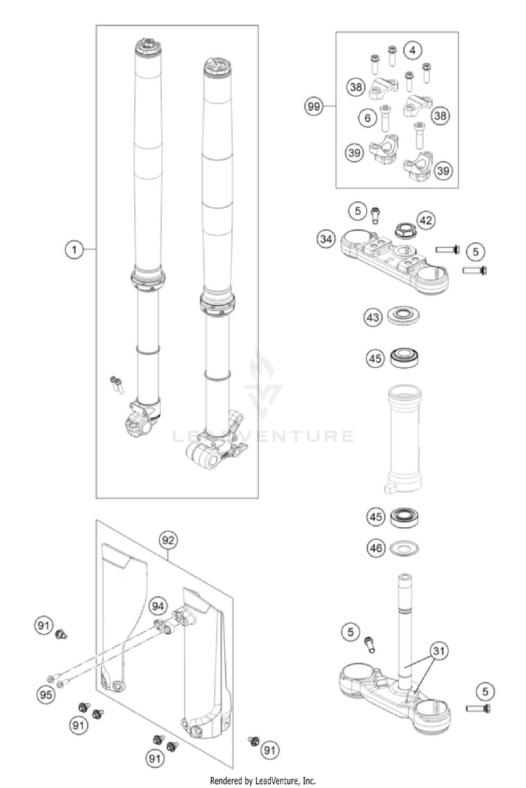 Front Fork, Triple Clamp Schematic