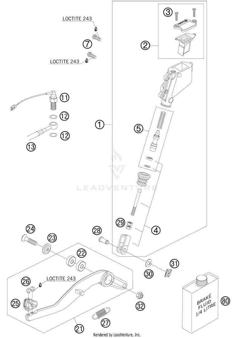 Rear Brake Control 990 Supermoto T Orange Chassis - 2010 Schematic
