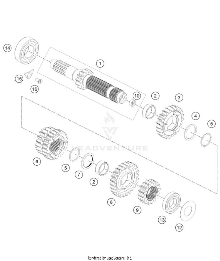 Transmission I - Main Shaft 350 EXC-F ENGINE - 2024 Schematic