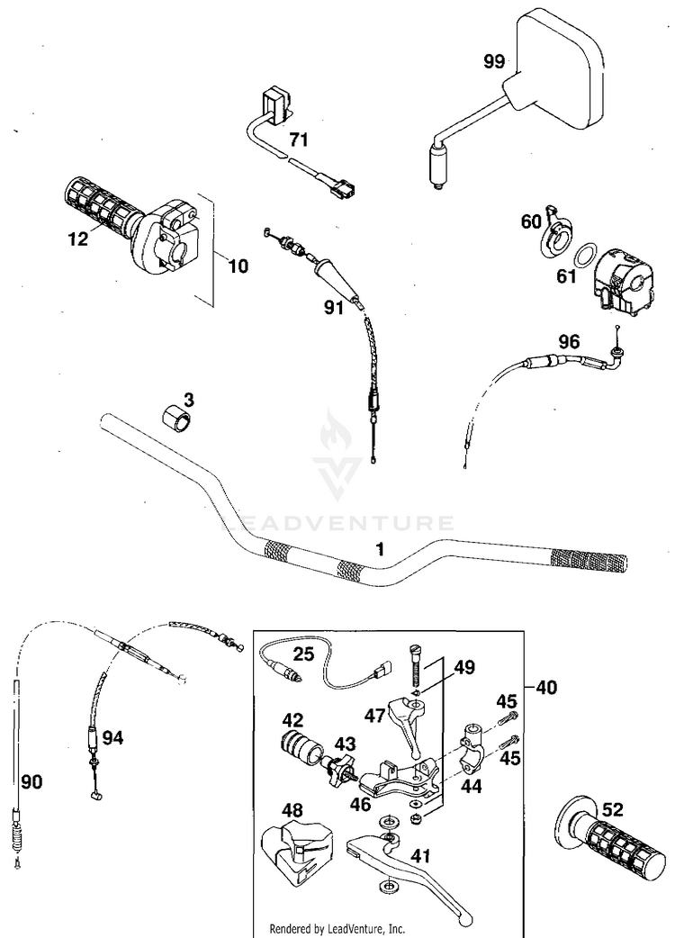 Handler Bar, Controls 620 RXC-E Chassis - 1997 Schematic