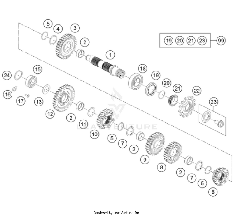 Transmission Ii - Countershaft 500 EXC US SL ENGINE - 2026 Schematic