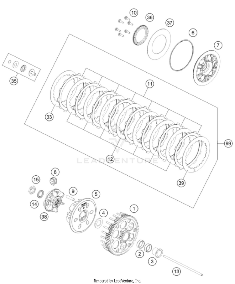 Clutch 500 EXC US SL ENGINE - 2025 Schematic