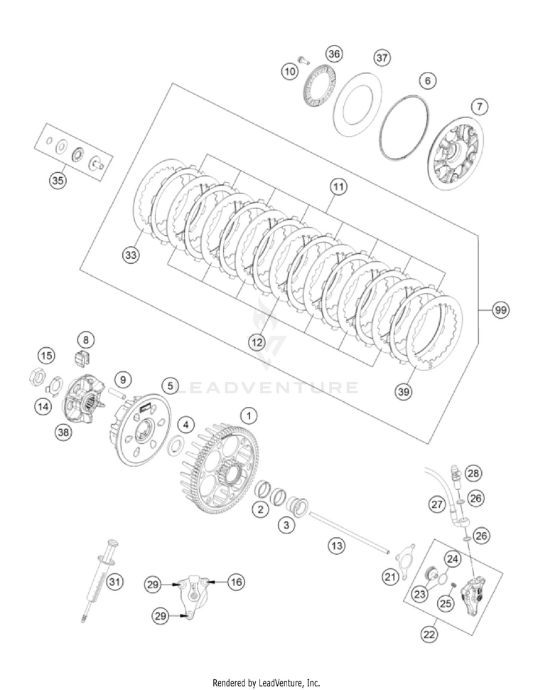 Clutch 500 EXC-F USA Engine - 2023 Schematic