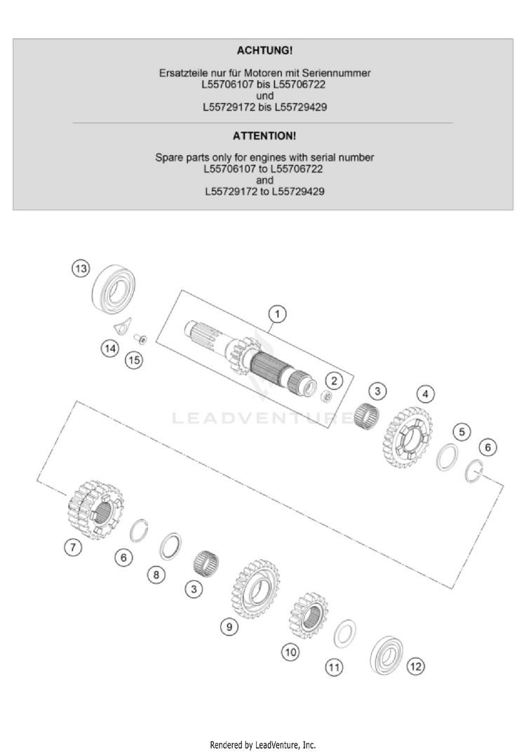 Transmission I - Main Shaft 300 XC TPI Engine - 2022 Schematic