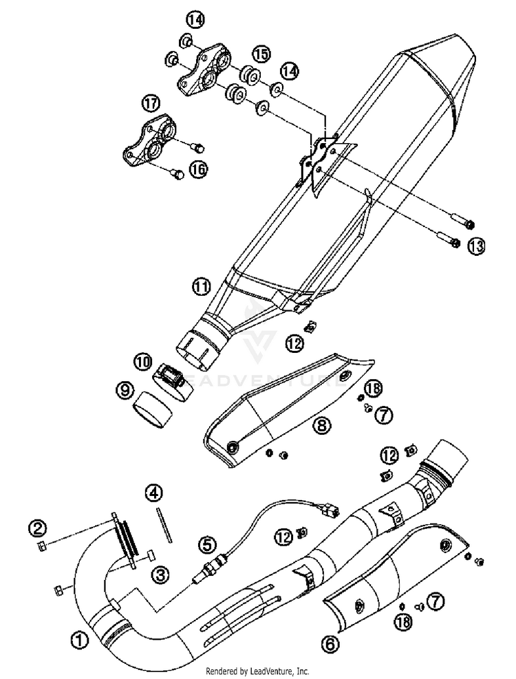 Exhaust System 690 Enduro Chassis - 2011 Schematic