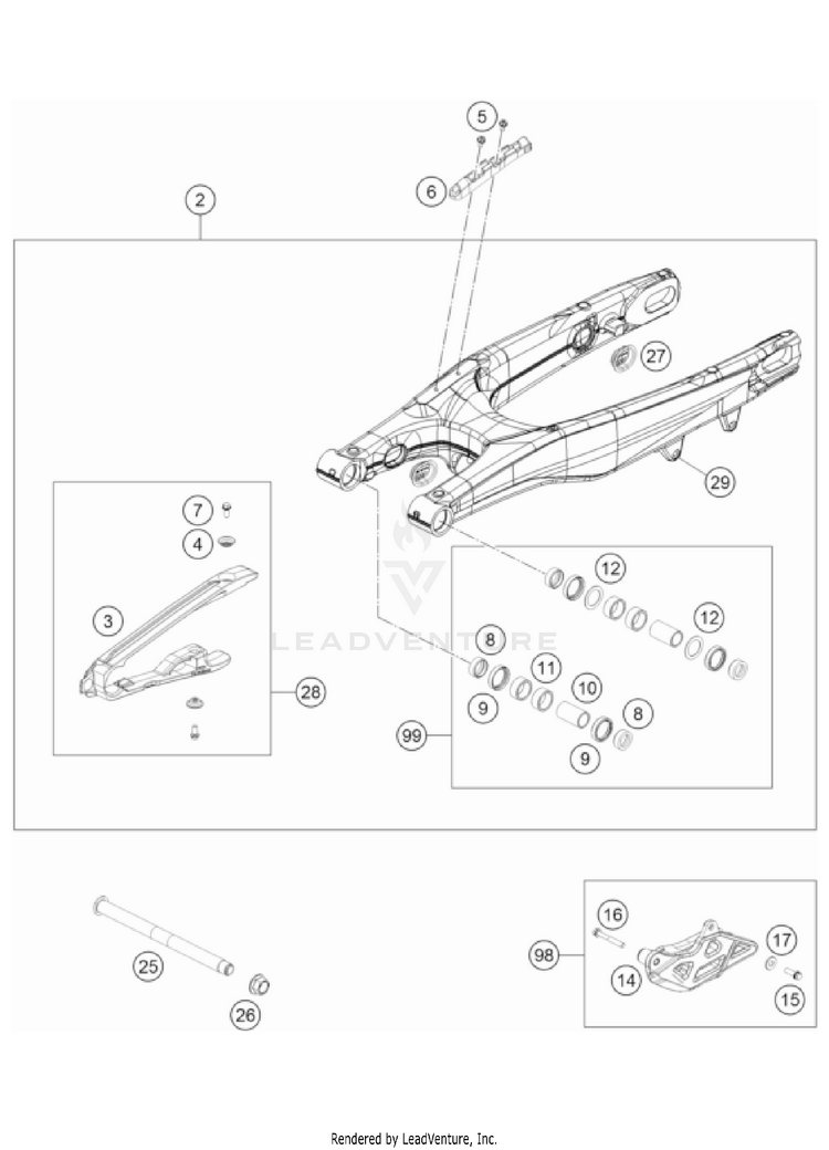 Swing Arm 350 SX-F CHASSIS - 2022 Schematic