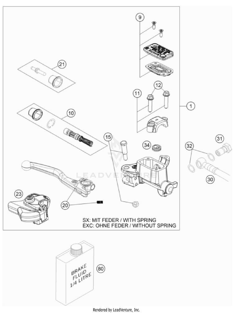 Front Brake Control 300 XC CHASSIS - 2023 Schematic