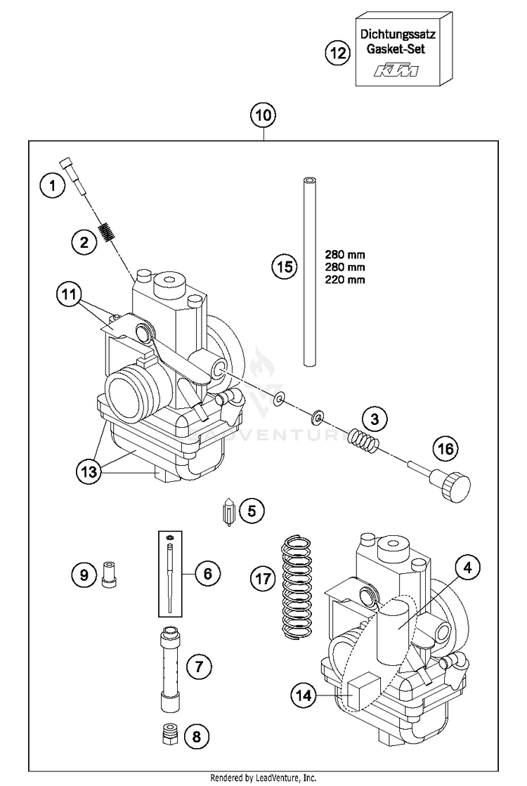 Carburetor 65 SX MINI ENGINE - 2018 Schematic