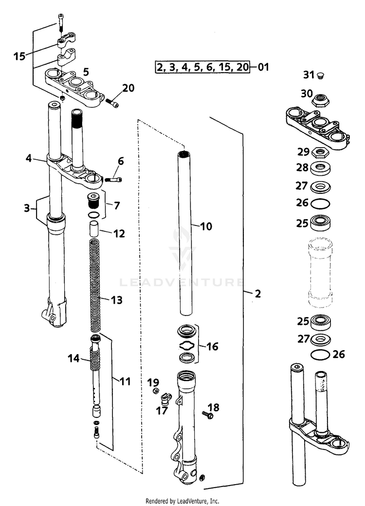 Front Fork Paioli 65 SX Chassis - 2000 Schematic