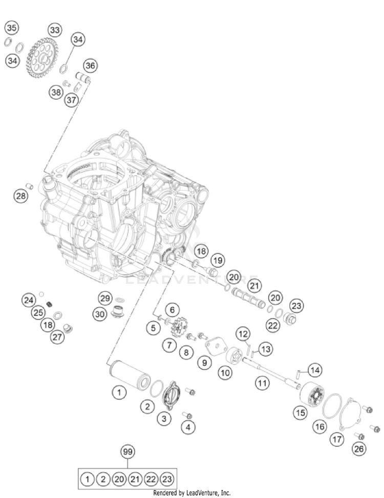 Lubricating System 500 EXC US SL ENGINE - 2025 Schematic