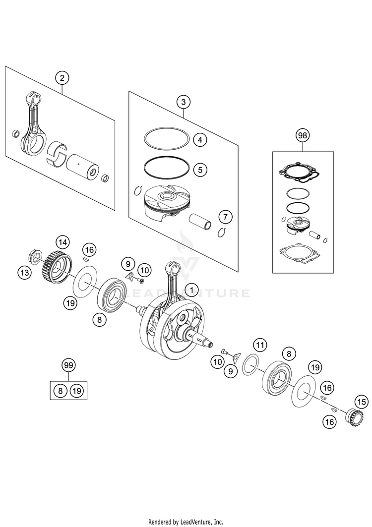 Crankshaft, Piston 500 EXC-F 500 EXC-F SIX DAYS Engine - 2021 Schematic