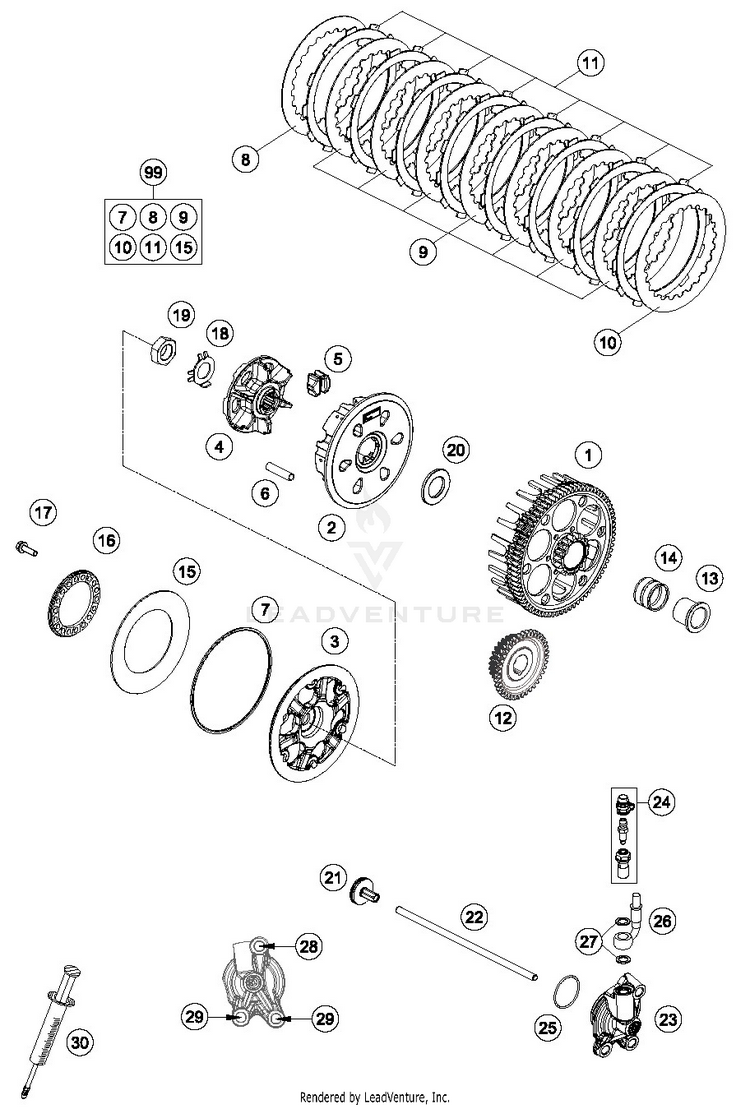 Clutch 250 XC-W TPI ENGINE - 2019 Schematic