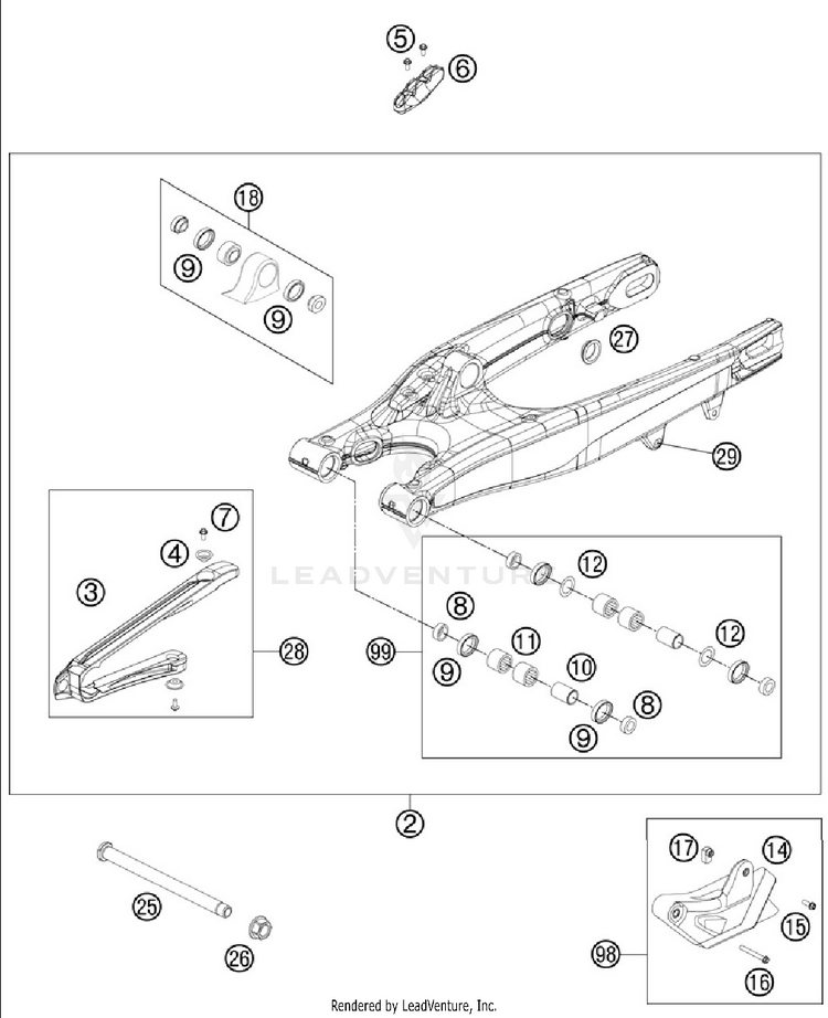 Swing Arm 500 EXC Chassis - 2012 Schematic