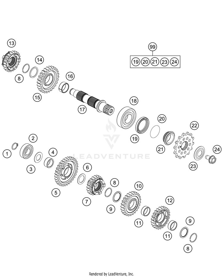 Transmission Ii - Countershaft 250 XC TPI Engine - 2021 Schematic