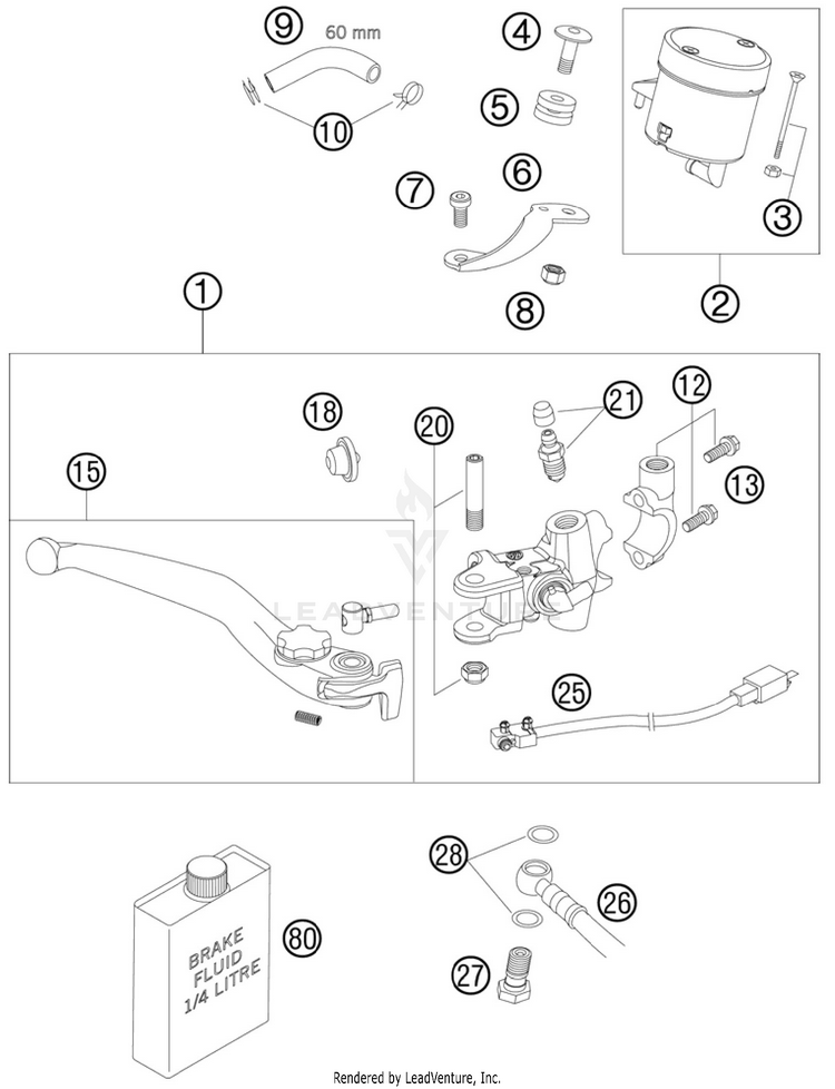 Hand Break Cylinder 990 Supermoto T Orange Chassis - 2010 Schematic