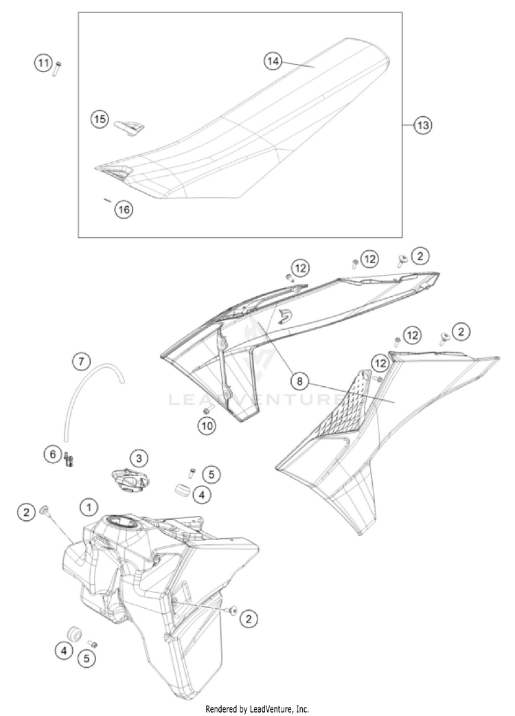 Tank, Seat 300 XC-W US CHASSIS - 2024 Schematic