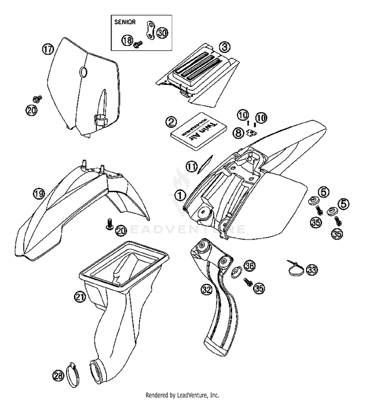 Mask, Fenders 50 SX Junior Chassis - 2007 Schematic