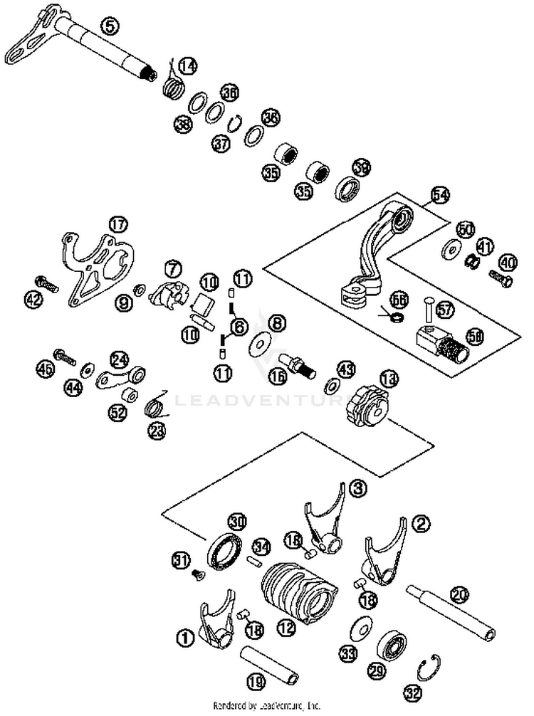 Shifting Mechanism 150 XC Engine - 2014 Schematic
