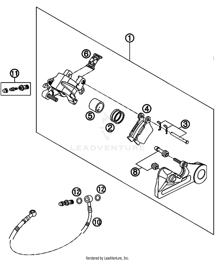 Brake Caliper Rear 505 SX-F Chassis - 2008 Schematic