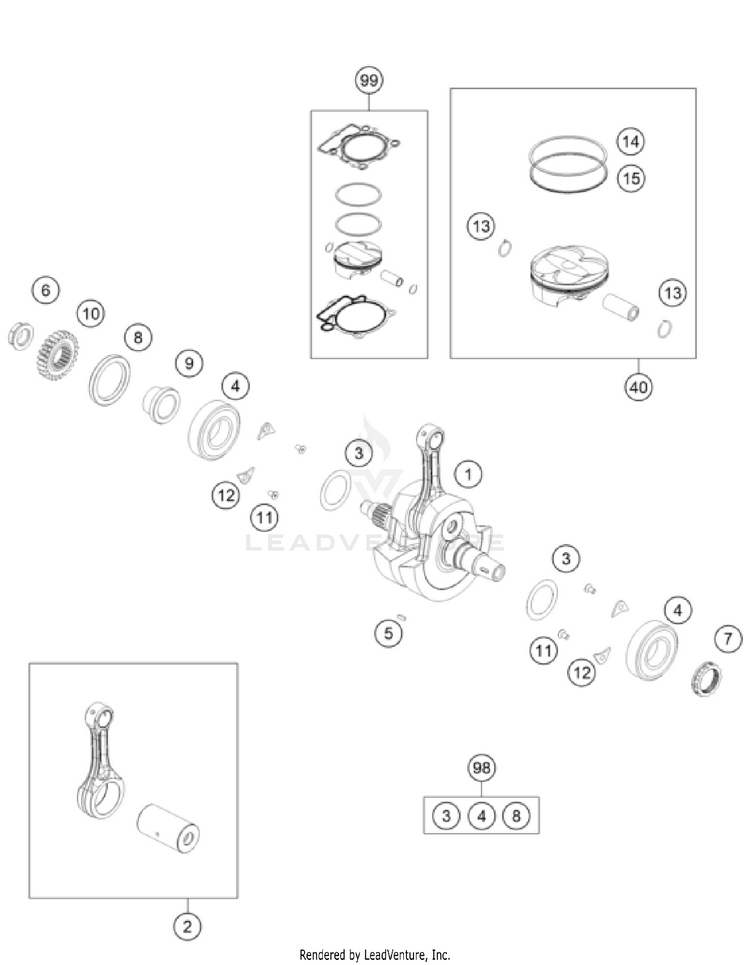 Crankshaft, Piston 350 SX-F ENGINE - 2025 Schematic