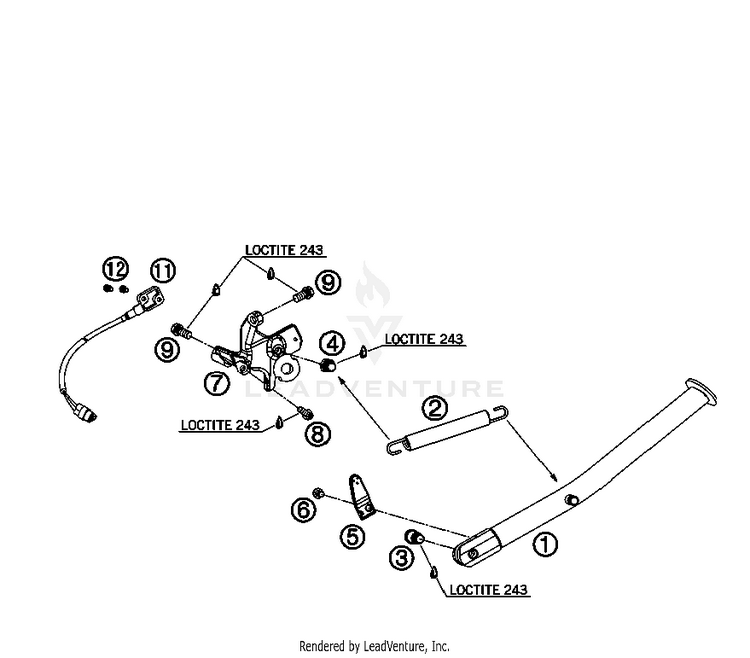 Side / Center Stand 690 Supermoto Black Chassis - 2007 Schematic