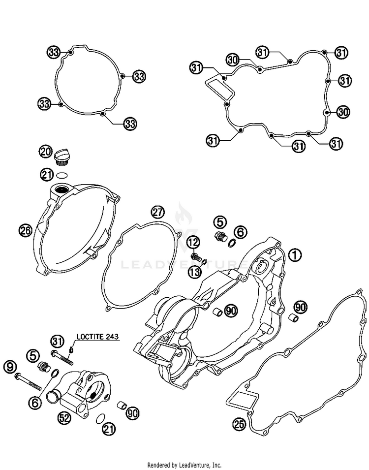Clutch Cover 200 XC Engine - 2008 Schematic