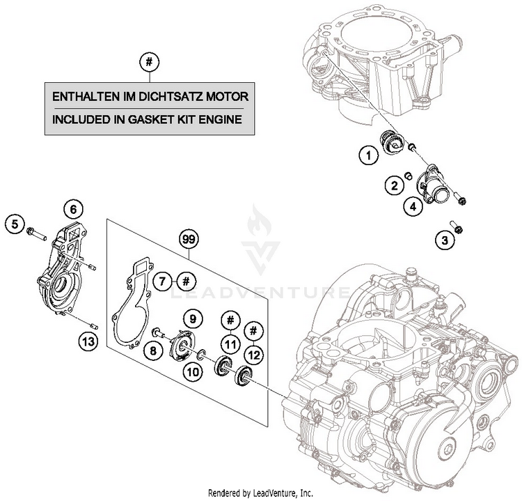 Water Pump 690 DUKE ORANGE Engine - 2016 Schematic