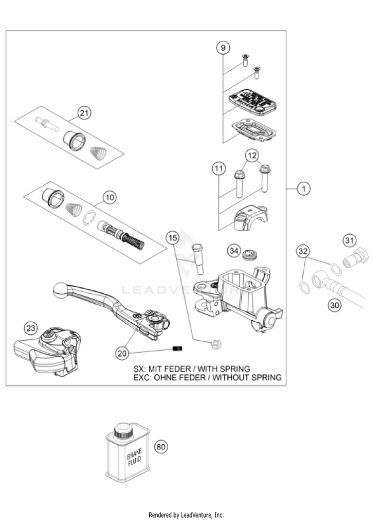 Front Brake Control 300 XC-W US CHASSIS - 2024 Schematic