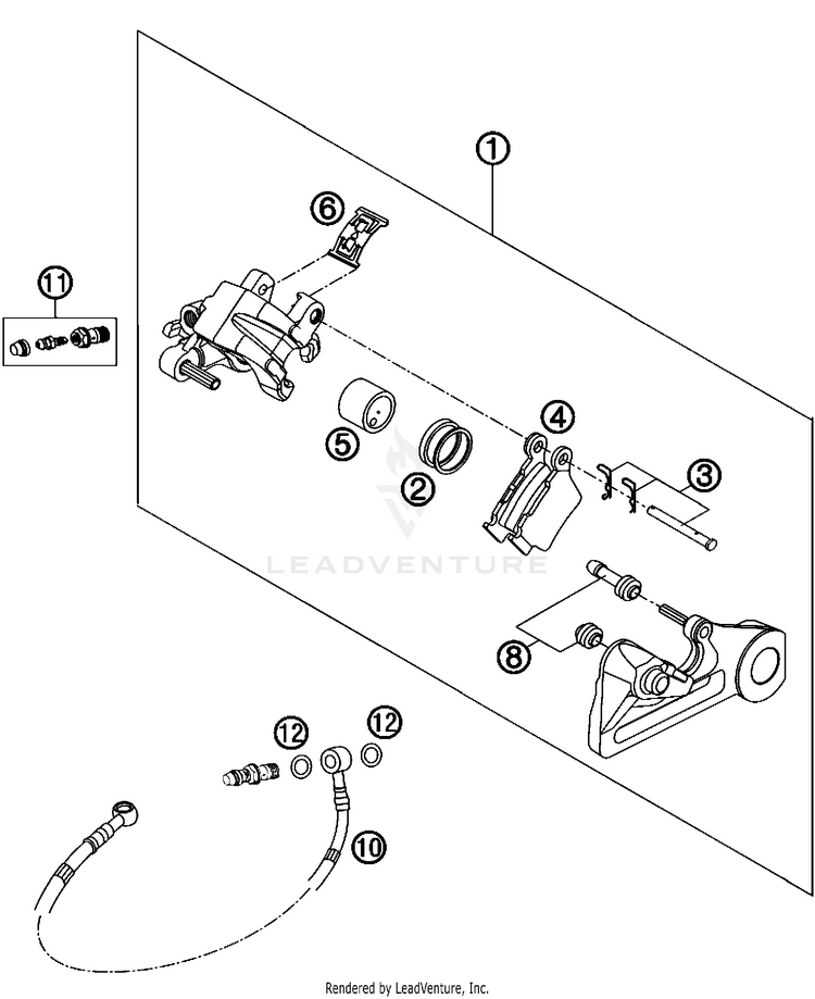 Brake Caliper Rear 200 XC USA Chassis - 2008 Schematic