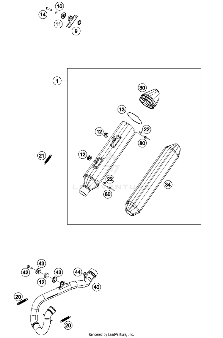 Exhaust System 500 EXC-F CHASSIS - 2018 Schematic