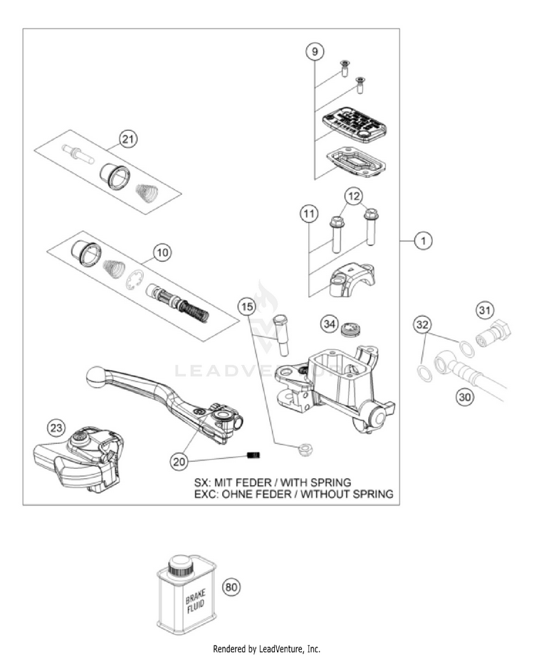 Front Brake Control 250 XC-W 2026 CHASSIS - 2026 Schematic