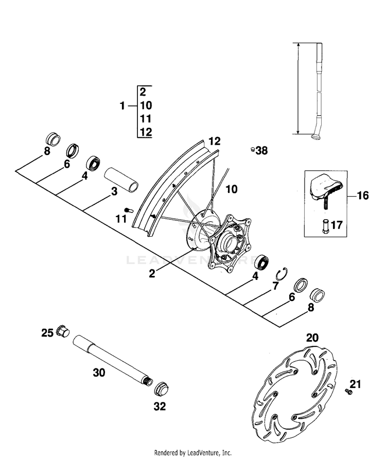Front Wheel Sx, Exc 250 EXC Chassis - 2000 Schematic