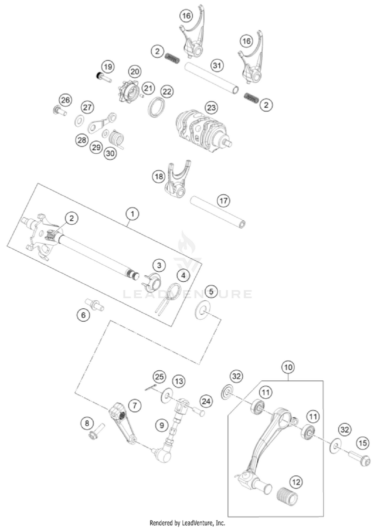 Shifting Mechanism 390 Adventure ENGINE - 2024 Schematic