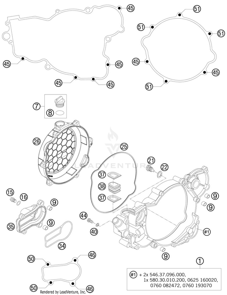 Clutch Cover 250 SX Engine - 2011 Schematic