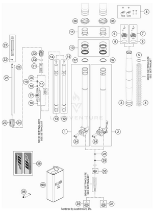 Front Fork Disassembled Schematic