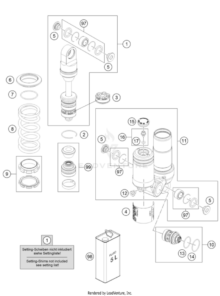 Shock Absorber Disassembled 50 SX FACTORY EDITION CHASSIS - 2024 Schematic
