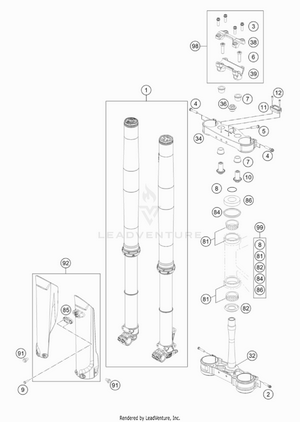 Front Fork, Triple Clamp Schematic