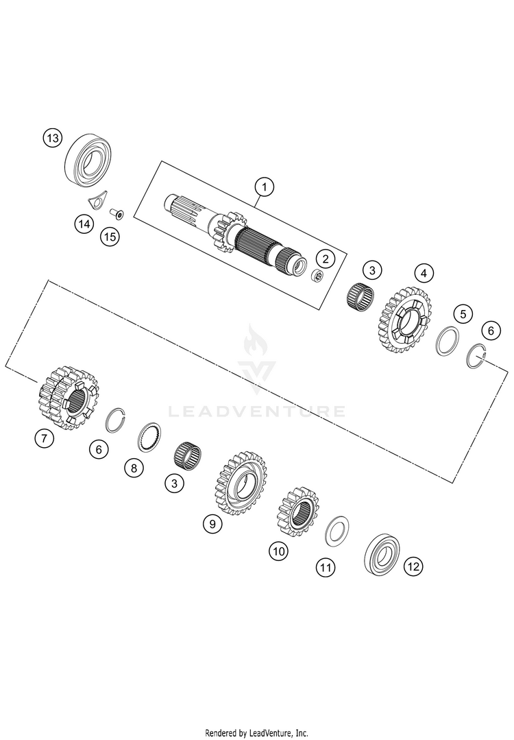Transmission I - Main Shaft 250 XC-W TPI Engine - 2021 Schematic