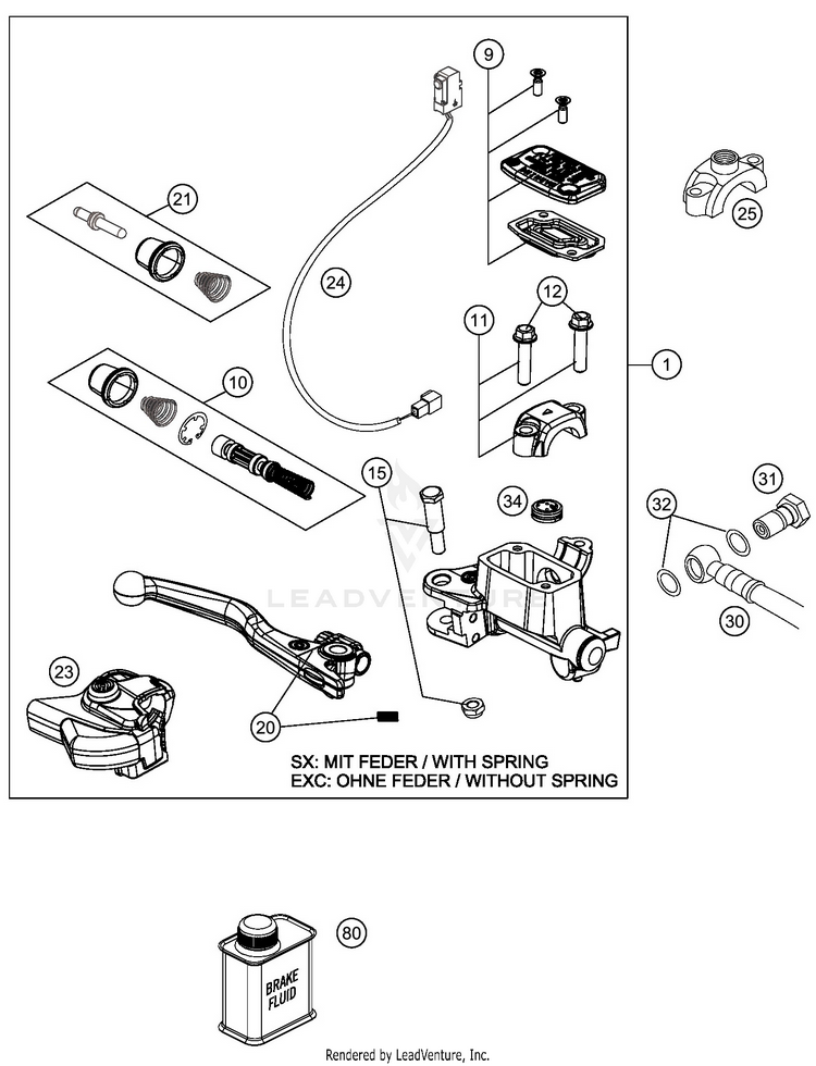 Front Brake Control 450 EXC-F SIX DAYS CHASSIS - 2019 Schematic