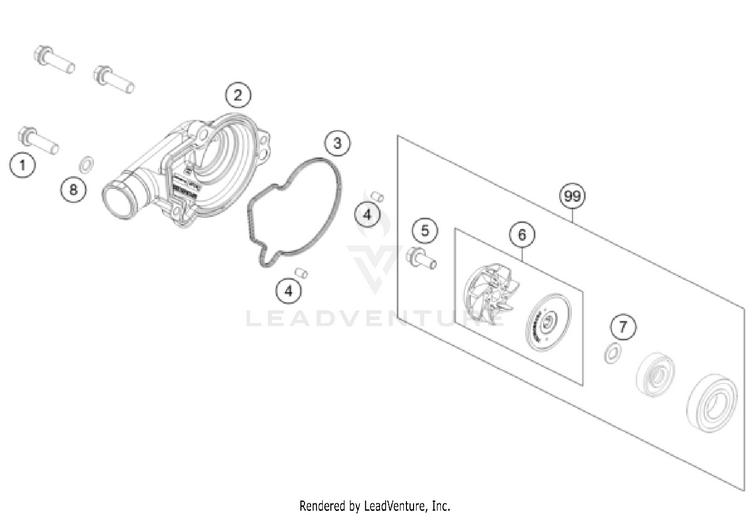 Water Pump 150 / EXC / XC-W Engine - 2022 Schematic