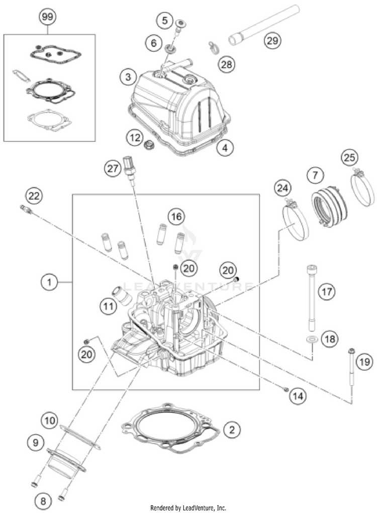 Cylinder Head 500 EXC US SL ENGINE - 2025 Schematic