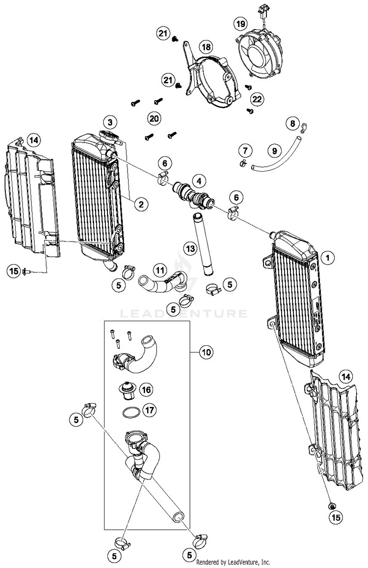 Cooling System 350 EXC-F ENGINE - 2019 Schematic